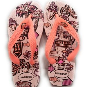 NWOT-Havaianas Fantasy Flip Flops Pearl/Pink 1Y